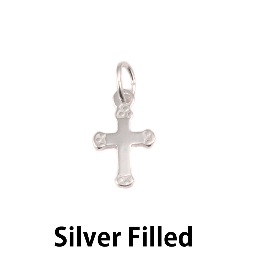 Charms & Solderable Accents Silver Filled Small Rounded Cross Charm